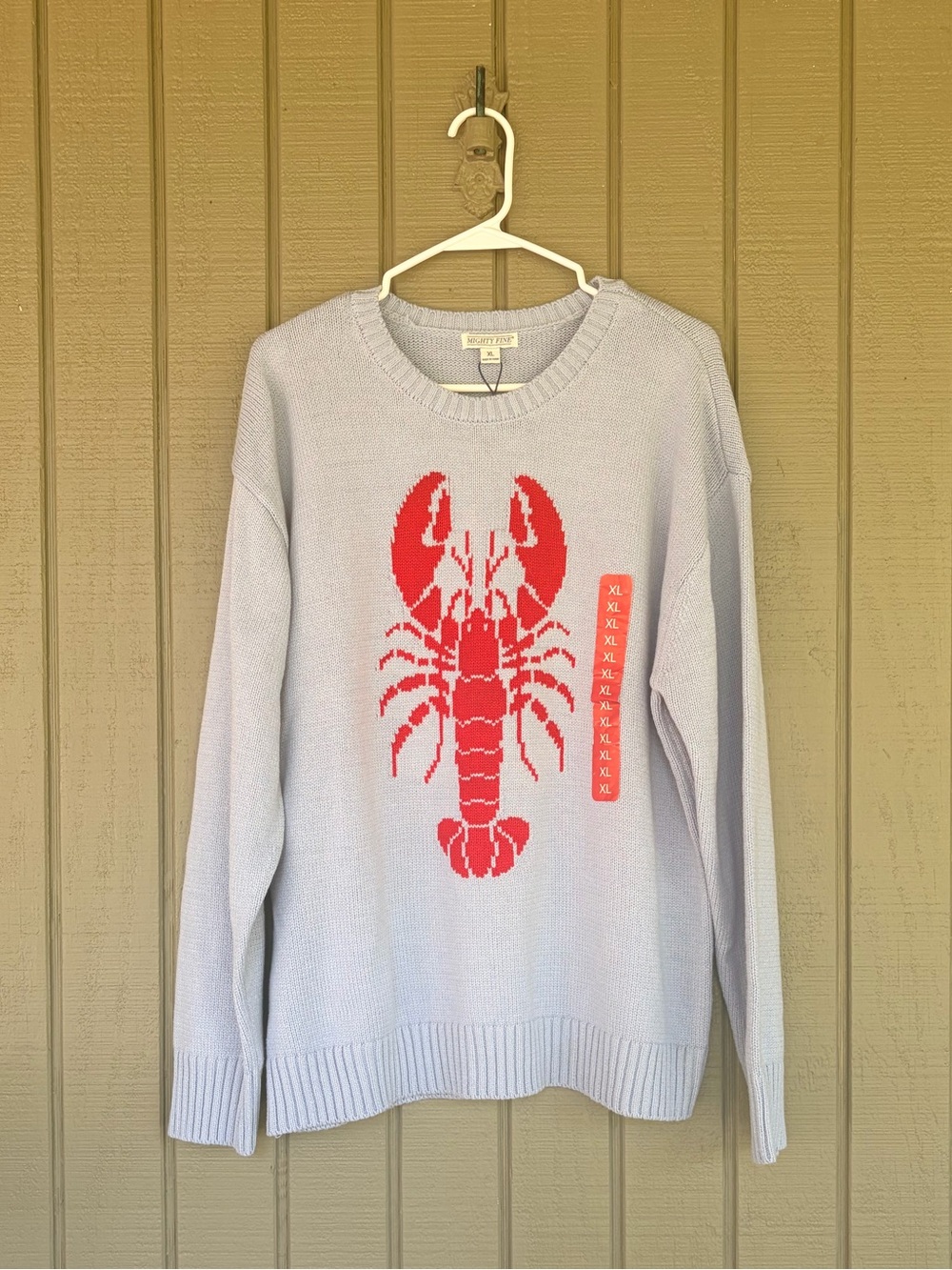NWT Mighty Fine Lobster Graphic Knit Americana Sweater XL